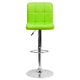 Green |#| Contemporary Green Quilted Vinyl Adjustable Height Barstool with Chrome Base