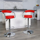 Red |#| Contemporary Red Vinyl Adjustable Height Barstool with Arms and Chrome Base