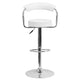 White |#| Contemporary White Vinyl Adjustable Height Barstool with Arms and Chrome Base