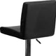 Black |#| Black Vinyl Adjustable Height Barstool with Panel Back and Chrome Base