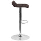 Brown |#| Brown Vinyl Adjustable Height Barstool with Quilted Wave Seat and Chrome Base