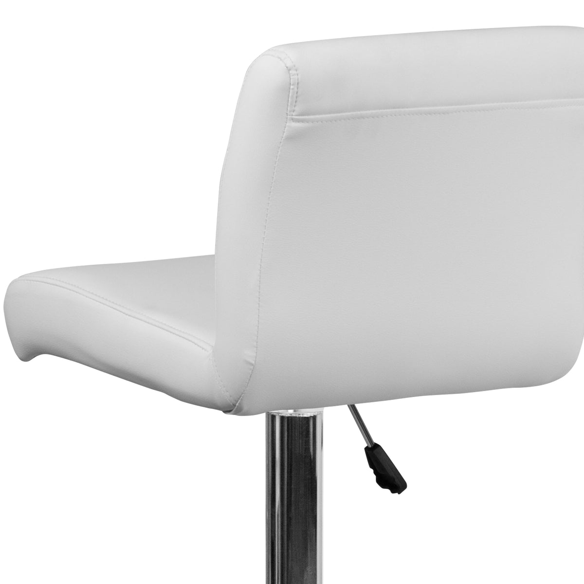White |#| White Vinyl Adjustable Height Barstool with Rolled Seat and Chrome Base