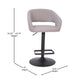 Gray Vinyl/Black Frame |#| Gray Vinyl Adjustable Height Barstool with Rounded Mid-Back and Black Base
