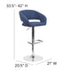 Blue Fabric/Chrome Frame |#| Blue Fabric Adjustable Height Barstool with Rounded Mid-Back and Chrome Base