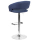Blue Fabric/Chrome Frame |#| Blue Fabric Adjustable Height Barstool with Rounded Mid-Back and Chrome Base