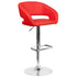 Contemporary Vinyl Adjustable Height Barstool with Rounded Mid-Back