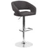 Contemporary Vinyl Adjustable Height Barstool with Rounded Mid-Back