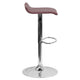 Burgundy |#| Burgundy Vinyl Adjustable Height Barstool with Solid Wave Seat and Chrome Base