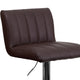 Brown |#| Brown Vinyl Adjustable Barstool with Vertical Stitch Back/Seat & Chrome Base