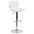 Contemporary Vinyl Adjustable Height Barstool with Vertical Stitch Back and Chrome Base