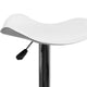 White |#| Contemporary White Vinyl Adjustable Height Barstool with Wavy Seat & Chrome Base