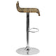 Contemporary Wicker Adjustable Height Barstool with Waterfall Seat & Chrome Base