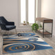 5' x 7' |#| Modern Swirled Pattern Indoor Olefin Area Rug in Blue and Beige - 5' x 7'
