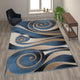 8' x 11' |#| Modern Swirled Pattern Indoor Olefin Area Rug in Blue and Beige - 8' x 11'