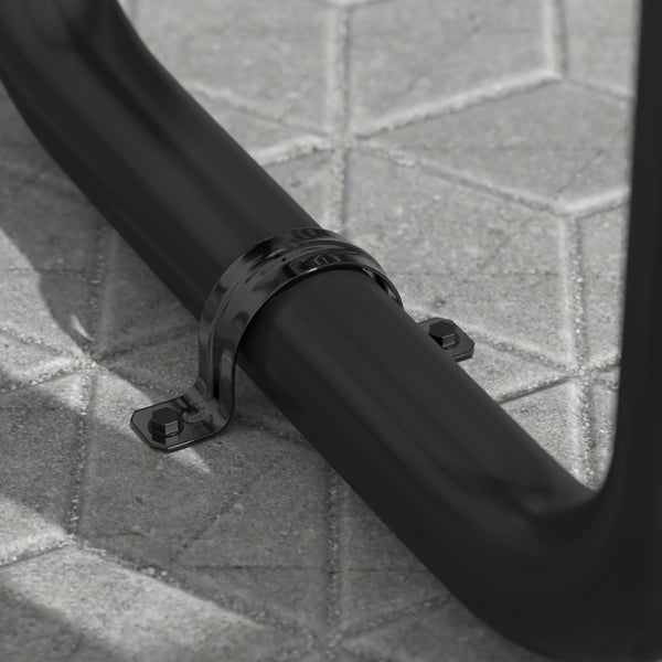 Black |#| 46" Round Wheelchair Accessible Metal Picnic Table with Ground Anchors - Black
