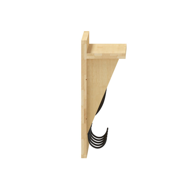 Bamboo |#| Wall Mounted Coat Rack with Upper Shelf and Coat Hooks in Bamboo Finish