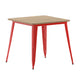 Brown/Red |#| 31.5inch SQ Commercial Poly Resin Restaurant Table with Steel Frame-Brown/Red