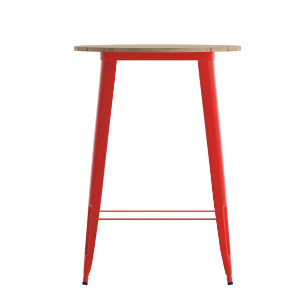 Brown/Red |#| 30inch RD Commercial Poly Bar Top Restaurant Table with Steel Frame-Brown/Red