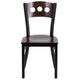 Walnut Wood Back/Walnut Wood Seat/Black Metal Frame |#| Black 3 Circle Back Metal Restaurant Chair - Walnut Wood Back & Seat