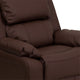 Brown LeatherSoft |#| Deluxe Padded Contemporary Brown LeatherSoft Kids Recliner with Storage Arms