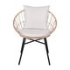 Light Gray Fabric/Tan Frame |#| Indoor/Outdoor Boho Rattan Rope Chairs with Back & Seat Cushions-Tan/Light Gray