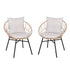Devon Set of 2 Indoor/Outdoor Modern Papasan Style Rattan Rope Patio Chairs, PE Rattan with Cushions