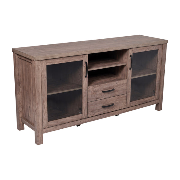 Brown |#| 59" Engineered Wood Buffet Sideboard Storage Cabinet w/ 2 Drawers, Doors in Brn