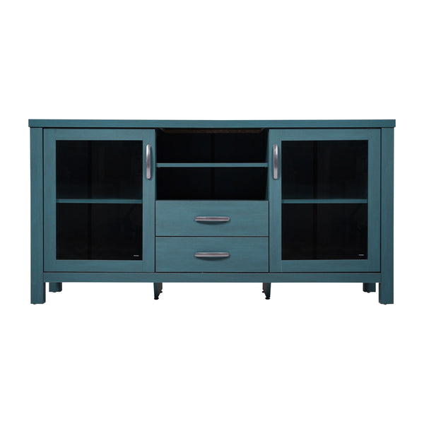 Teal |#| 59" Engineered Wood Buffet Sideboard Storage Cabinet w/ 2 Drawers, Doors in Teal