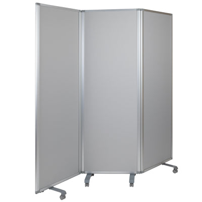 Double Sided Mobile Magnetic Whiteboard/Cloth Partition with Lockable Casters, 72"H x 24"W (3 sections included) - View 1