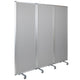 White/Gray |#| Mobile Whiteboard/Cloth 3 Section Partition with Locking Casters, 72inchH x 24inchW