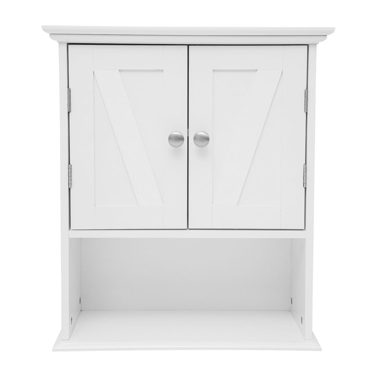 White |#| Farmhouse Wall Mount Medicine Cabinet with Adjustable Shelf and Dual Doors-White