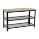 Weathered Brown |#| 3-Tier Entryway Bench with Mesh Metal Shoe Storage Shelves in Weathered Wood