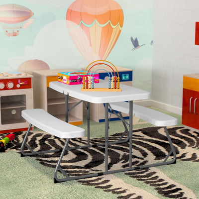 Easy-Fold Folding Plastic Kids Outdoor Picnic Table and Benches - Commercial Grade - Recommended for up to Age 5 - View 2