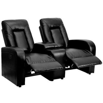 Eclipse Series 2-Seat Push Button Motorized Reclining LeatherSoft Theater Seating Unit with Cup Holders