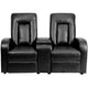 Black |#| 2-Seat Push Button Motorized Reclining Black LeatherSoft Seating Unit