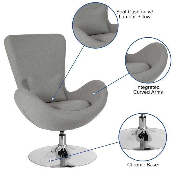 Light Gray Fabric |#| Light Gray Fabric Side Reception Chair with Bowed Seat - Guest Seating