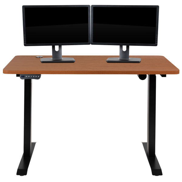 Mahogany |#| Electric Height Adjustable Standing Desk - 48inch Wide x 24inch Deep (Mahogany)