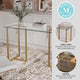 Clear Top/Polished Brass Frame |#| Tempered Glass Top Home Office Desk with Steel Frame in Polished Brass