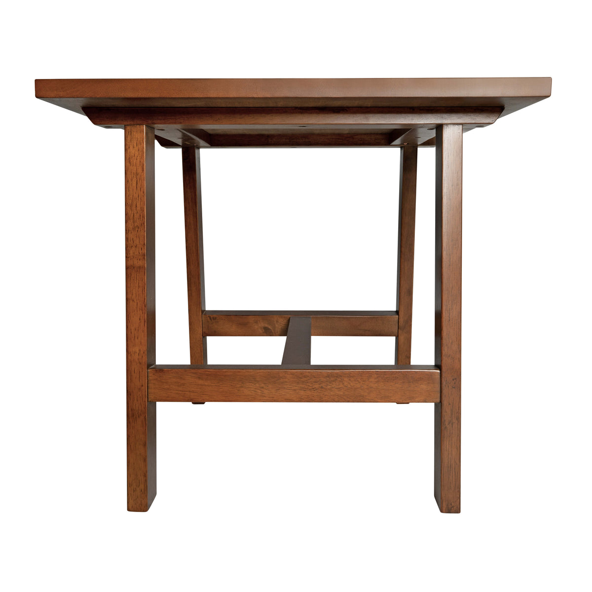 Walnut |#| Solid Wood Farmhouse Trestle Style End Table in Walnut
