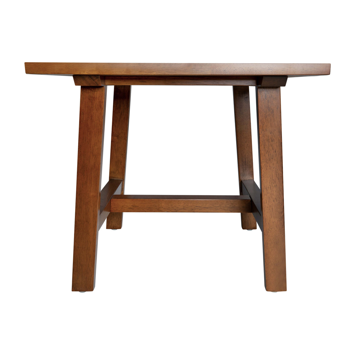 Walnut |#| Solid Wood Farmhouse Trestle Style End Table in Walnut