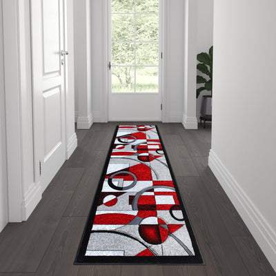 Elias Collection Geometric Abstract Area Rug - Olefin Rug with Jute Backing - Hallway, Entryway, or Bedroom