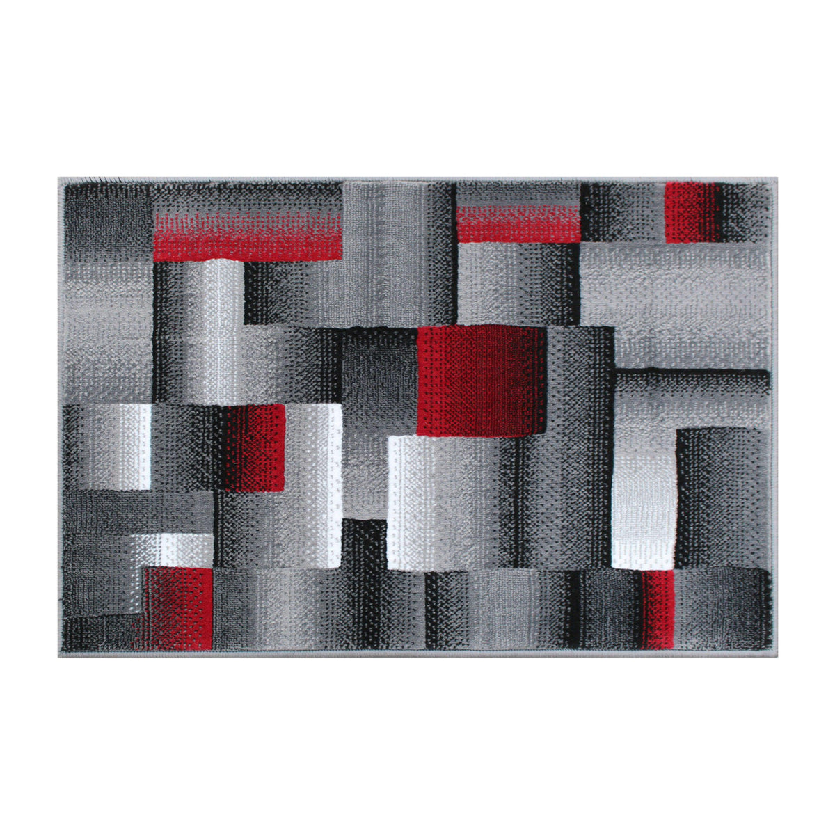 Red,2' x 3' |#| Modern Geometric Style Color Blocked Indoor Area Rug - Red - 2' x 3'