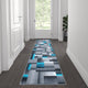 Turquoise,2' x 7' |#| Modern Geometric Style Color Blocked Indoor Area Rug - Turquoise - 2' x 7'