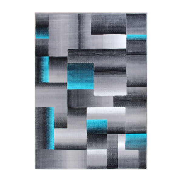 Turquoise,8' x 10' |#| Modern Geometric Style Color Blocked Indoor Area Rug - Turquoise - 8' x 10'