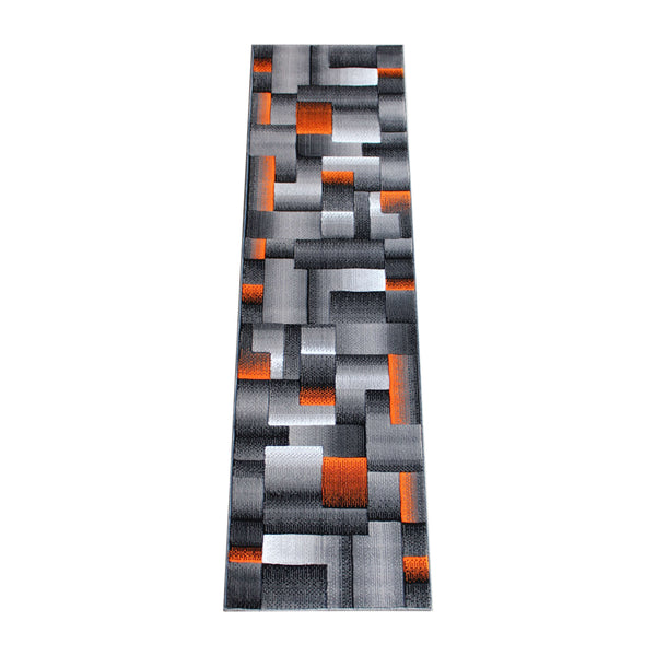 Orange,2' x 7' |#| Modern Geometric Style Color Blocked Indoor Area Rug - Orange - 2' x 7'