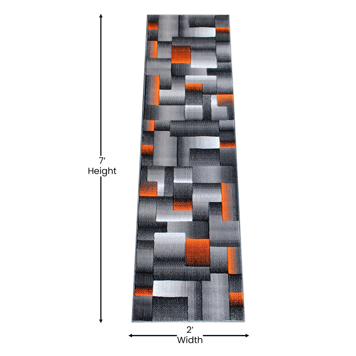 Orange,2' x 7' |#| Modern Geometric Style Color Blocked Indoor Area Rug - Orange - 2' x 7'