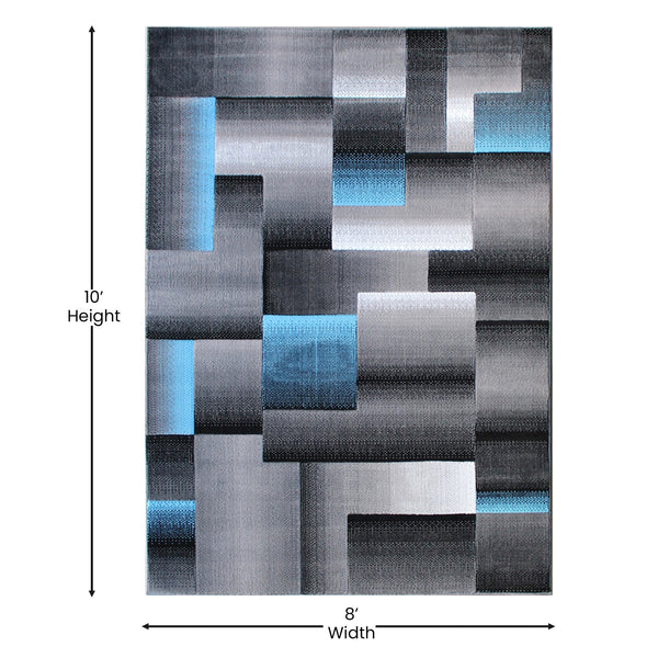 Blue,8' x 10' |#| Modern Geometric Style Color Blocked Indoor Area Rug - Blue - 8' x 10'