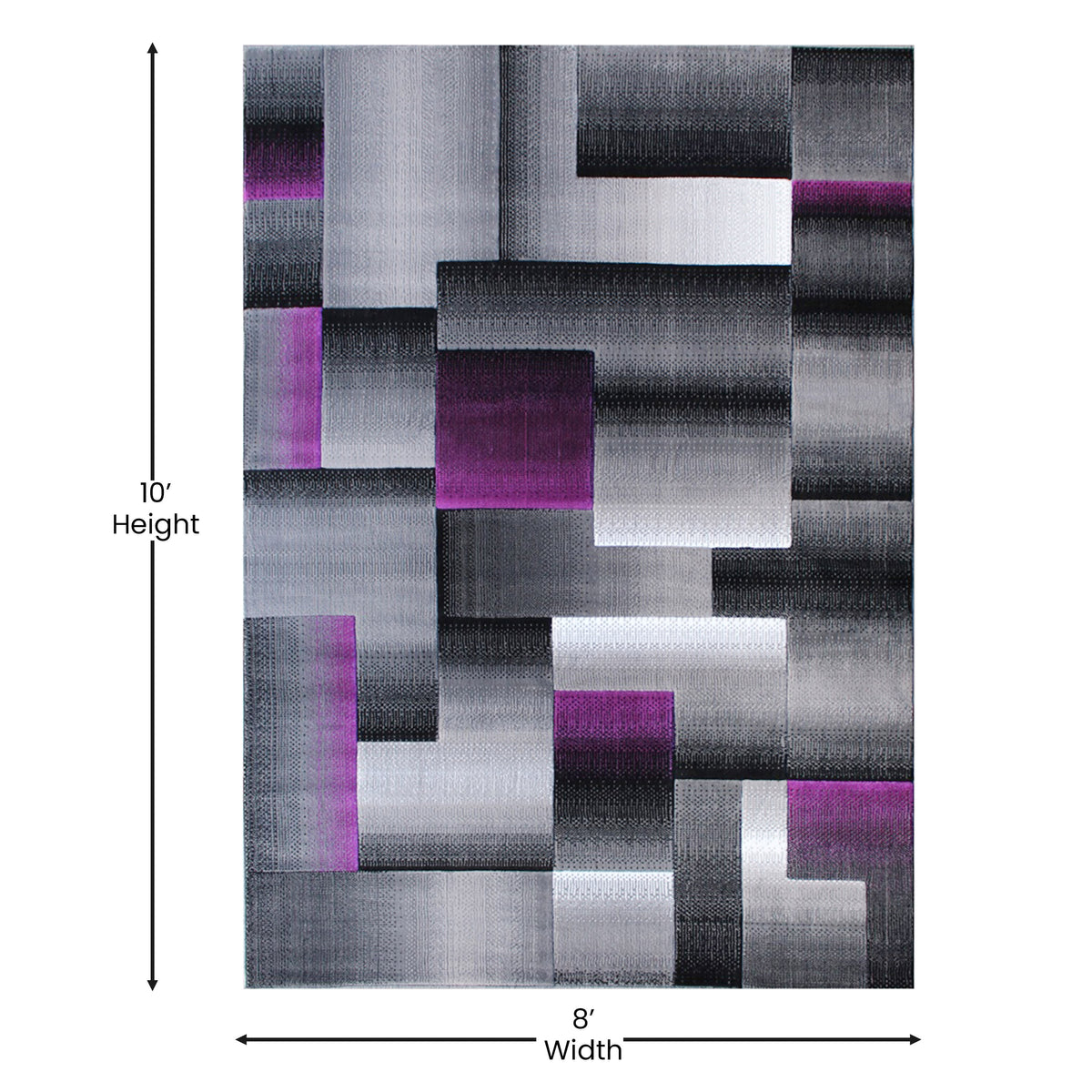 Purple,8' x 10' |#| Modern Geometric Style Color Blocked Indoor Area Rug - Purple - 8' x 10'