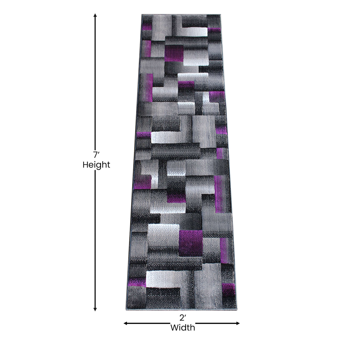 Purple,2' x 7' |#| Modern Geometric Style Color Blocked Indoor Area Rug - Purple - 2' x 7'