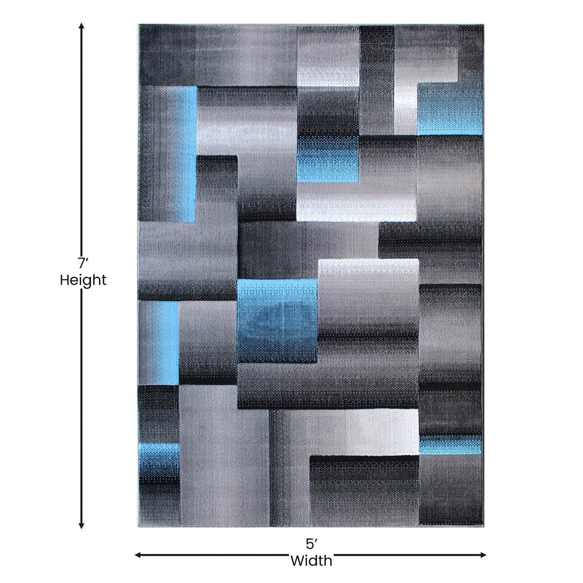 Blue,5' x 7' |#| Modern Geometric Style Color Blocked Indoor Area Rug - Blue - 5' x 7'